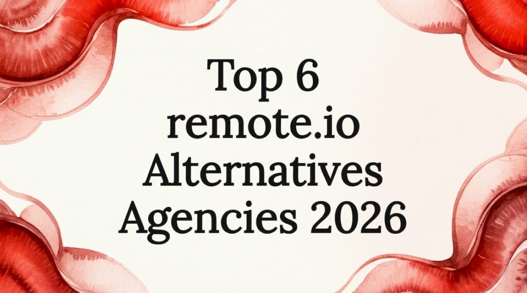 Top 6 remote.io Alternatives Agencies 2026 1 Editorial watercolor frame with ribbon bands for blog title